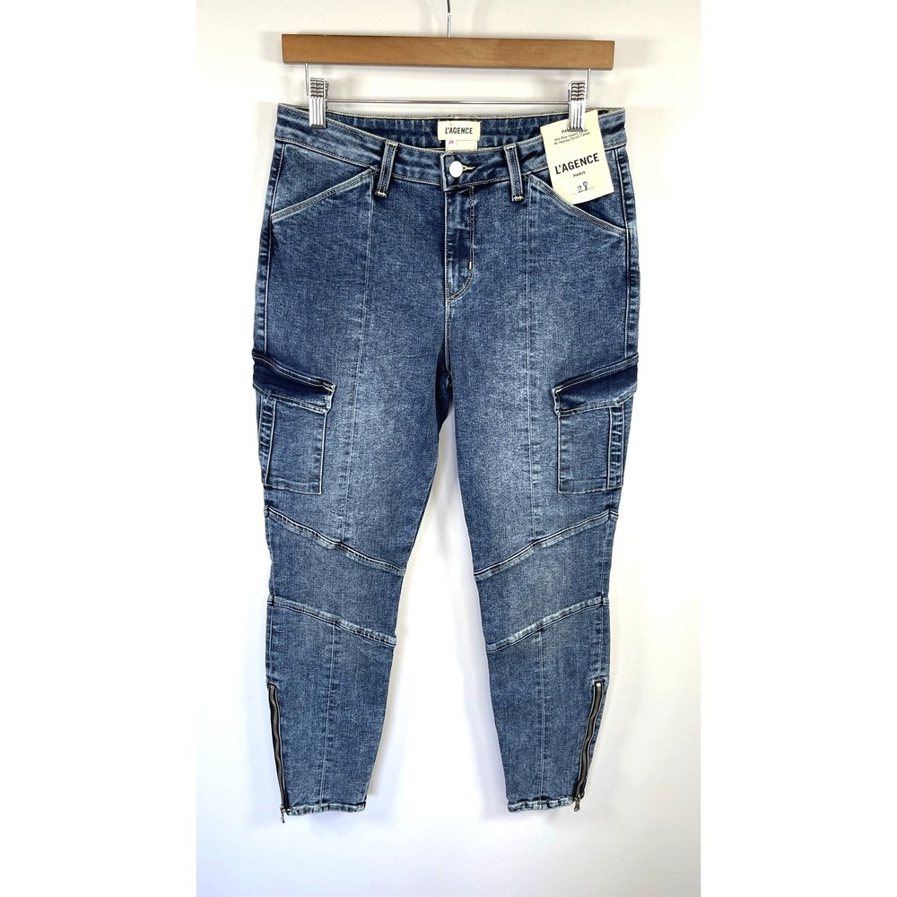 L'agence Womens Patton Cargo Skinny Jeans 28 Zip Ankle Gorpcore Indie Sleeze NWT - Picture 5 of 14